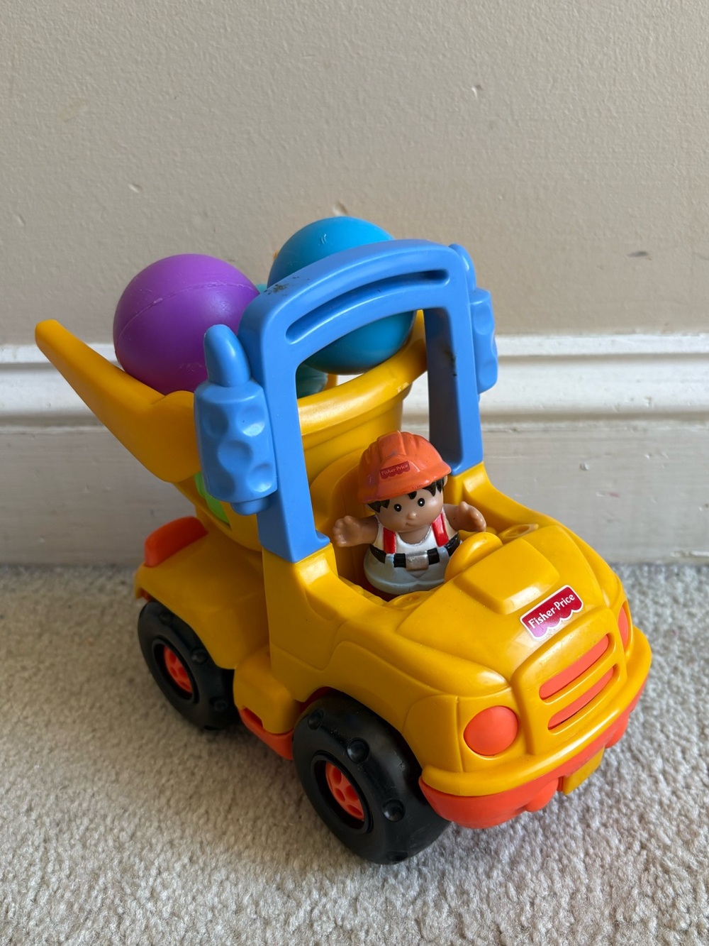 Fisher price little people dump truck with figurine and play balls